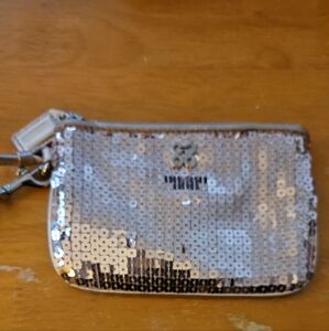 Coach Poppy Sequin Wristlet with Keychain